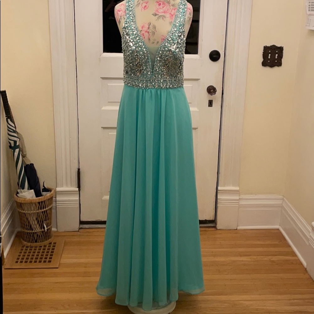 Faviana beaded occasion prom dress
